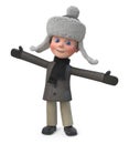 3d illustration Little Boy wearing Winter Clothes