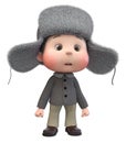 3d illustration Little Boy wearing Winter Clothes