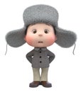 3d illustration Little Boy wearing Winter Clothes