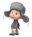 3d illustration Little Boy wearing Winter Clothes