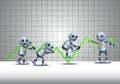 3d illustration of little robot business chart sabotage