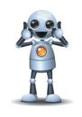 3d illustration of little robot business giving cheerful double thumb up