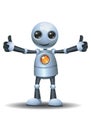 3d illustration of little robot business giving side to side double thumb up