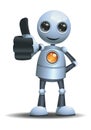 3d illustration of little robot business handed thumb up