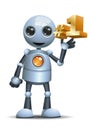 3d illustration of little robot business success and achieve first position