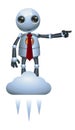 3d illustration of little robot business success on top of ascending cloud