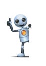 3d illustration of little robot business thumb up while peek