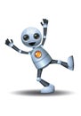3d illustration of little robot dance kicking style