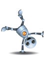 3d illustration of little robot doing one hand stand