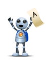 3d illustration of little robot got A representing educational student grade