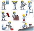 3d illustration of little robot handy robot man working