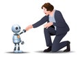 3d illustration of  little robot and human shake hand Royalty Free Stock Photo