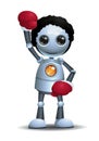 3d illustration of little robot legendary boxer extraordinary character