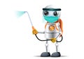 3D illustration of a little robot medic spraying disinfectan for killing corona viruses Royalty Free Stock Photo