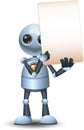 3d illustration of little robot peek and hold blank sign communication