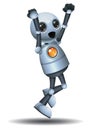 3d illustration of little robot runner jumping in joy