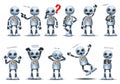 3d illustration of  little robot  set representing basic posture gesture Royalty Free Stock Photo