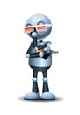 3d illustration of little robot spy agent extraordinary character