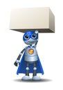 3d illustration of little robot strong super hero extraordinary character