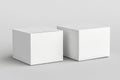 3D Illustration of a long square cardboard package box mockup on a light grey background. Available as a template for Royalty Free Stock Photo