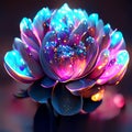 3d illustration of a lotus flower with multicolored lights AI Generated