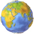 3D Illustration of Low Poly Earth. Polygonal Globe. Africa and Eurasia Royalty Free Stock Photo