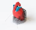 3d illustration of low poly human heart repair concept