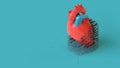 3d illustration of low poly human heart repair concept