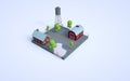 3d illustration of low poly, isometric, farm