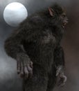 Lycan Werewolf against the background of the full moon 3d illustration