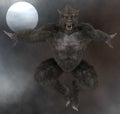 Lycan Werewolf against the background of the full moon 3d illustration