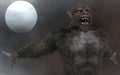 Lycan Werewolf against the background of the full moon 3d illustration