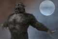 Lycan Werewolf against the background of the full moon 3d illustration