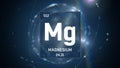 Magnesium as Element 12 of the Periodic Table 3D animation on blue background Royalty Free Stock Photo
