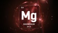 Magnesium as Element 12 of the Periodic Table 3D animation on red background Royalty Free Stock Photo
