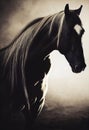 3d illustration of a majestic horse. Detailed close up portrait. Dirt, water, galloping, race. Generative AI illustration Royalty Free Stock Photo