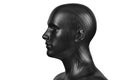 3d illustration of a male bald black head on a white background. Dummy.