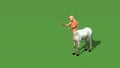 male centaur half horse half man isolated on green screen