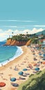 2d Illustration Of Malibu Beach Scene