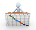 3d illustration of man with gantt chart Royalty Free Stock Photo