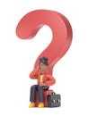 3D illustration of man puzzled and contemplating. 3D illustration uncertainty concept, Thinking, Questions,