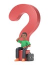 3D illustration of man puzzled and contemplating. 3D illustration uncertainty concept, Thinking, Questions,