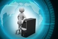 3d man standing near the data centre Royalty Free Stock Photo