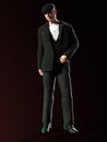 3D-illustration of a man from 1920 in a traditional outfit. could be a gangster or a hitman