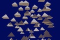 3d illustration of hovering pyramids