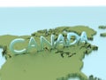 3D illustration of a map of Canada in green isolated on a bright blue background Royalty Free Stock Photo