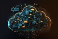This 3D illustration masterfully captures the cloud computing, transformative in the digital realm. Captivating internet-themed