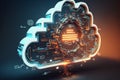 This 3D illustration masterfully captures the cloud computing, transformative in the digital realm. Captivating internet-themed