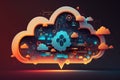 This 3D illustration masterfully captures the cloud computing, transformative in the digital realm. Captivating internet-themed