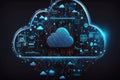 This 3D illustration masterfully captures the cloud computing, transformative in the digital realm. Captivating internet-themed